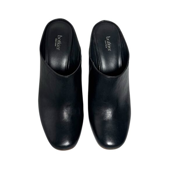 Botkier Sherry Black Leather Mules Wooden Heels - Size 8 - Picture 3 of 11